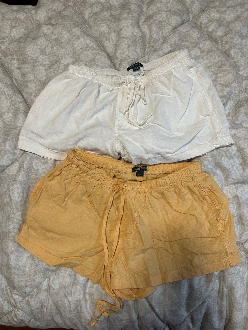 wild fable White & Peach Elastic Waist Drawstring Athletic Shorts